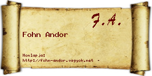 Fohn Andor névjegykártya